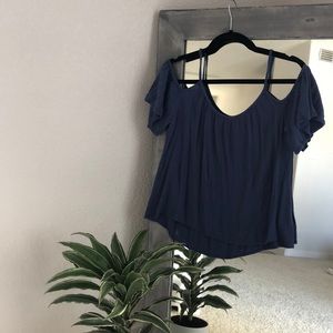 Blue off the shoulder tank top